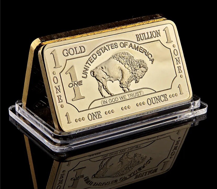 1 OZ – Gold Buffalo Bullion Bar . 999 Fine 24k