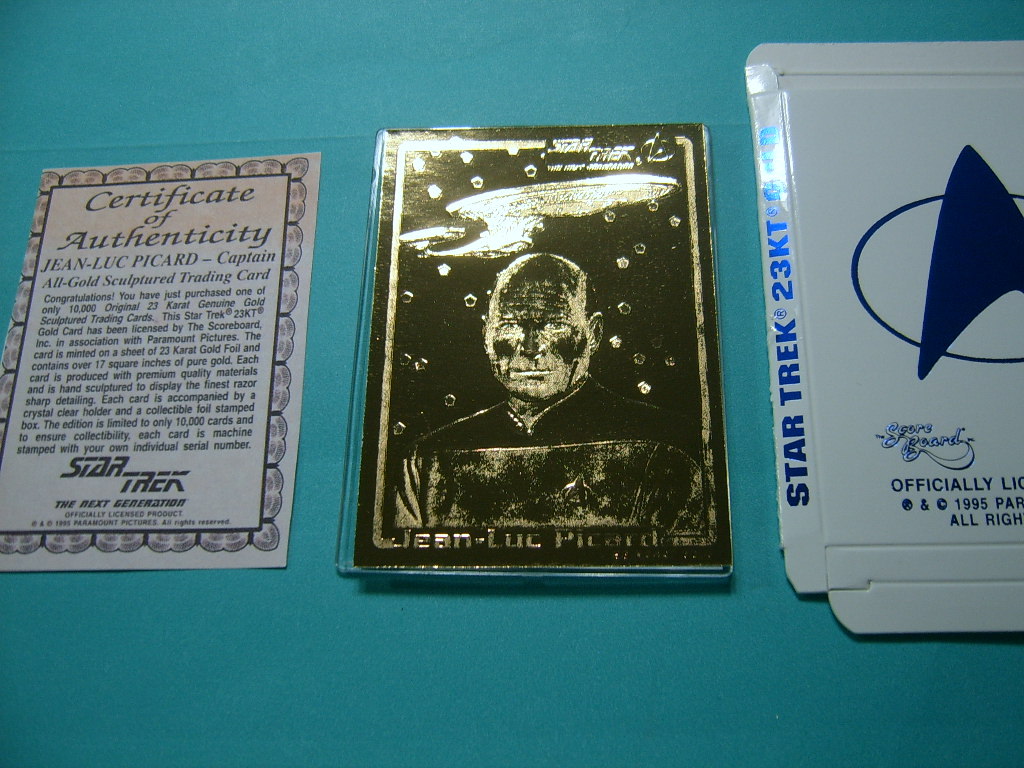 CAPTAIN PICARD STAR TREK NEXT GENERATION 23KT GOLD CARD 1995 SKYBOX COA COOL #2