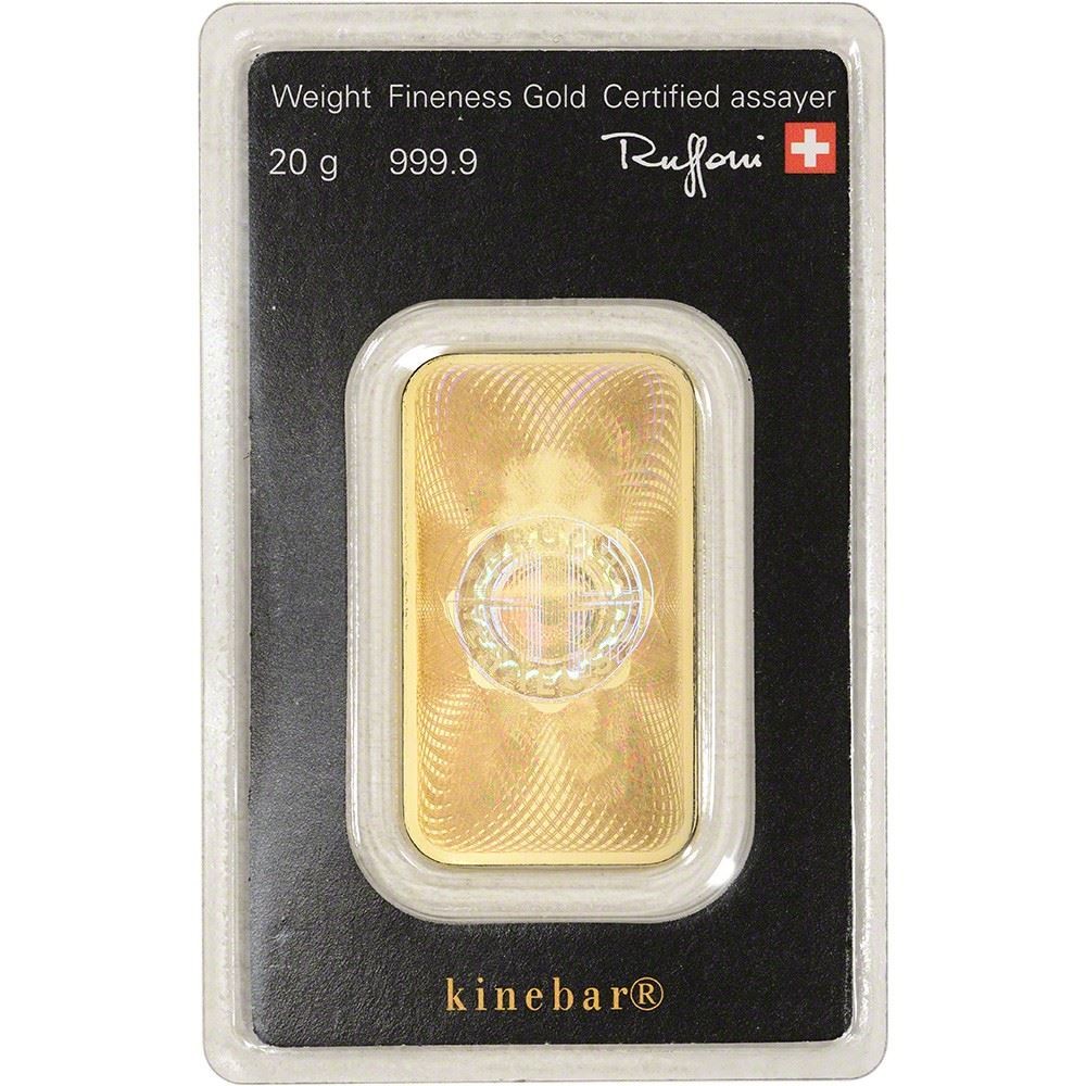 20 gram Gold Bar – Argor Heraeus Kinebar Hologram – 999.9 Fine in Assay