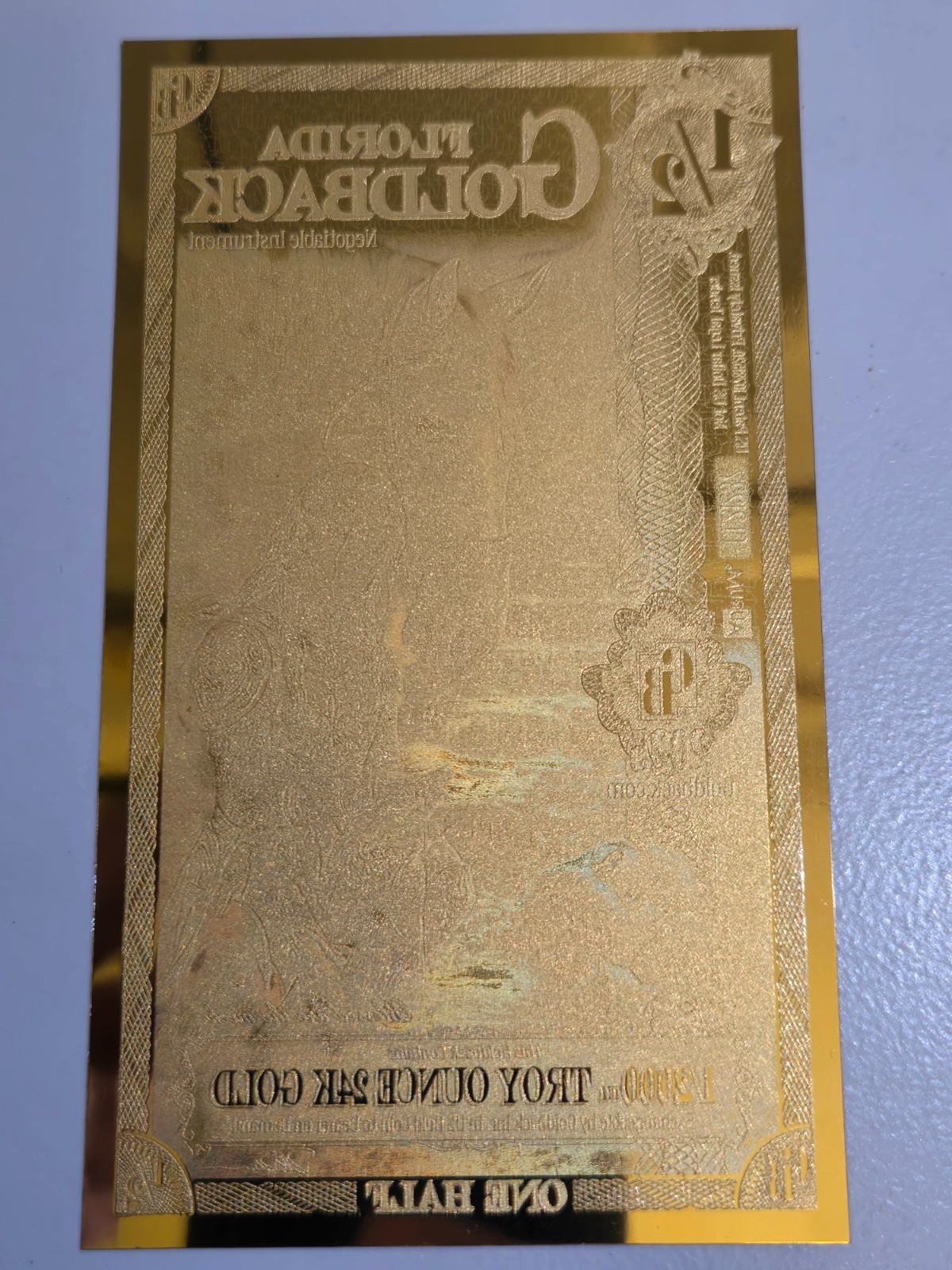 2025 Florida 1/2 Goldback Note – 1/2000 oz 24K Gold – Aurum Bill – BU