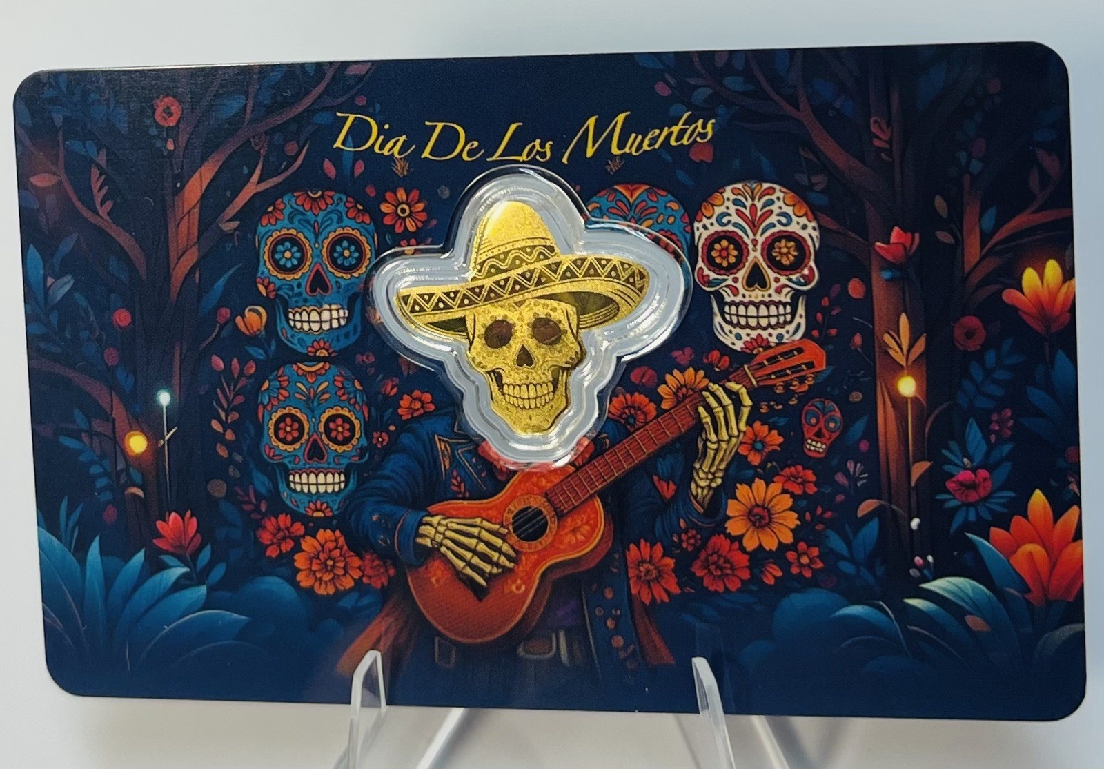 ⭐️2026 Liberia Dia De Los Muertos Shaped 1/1000 oz 999 Fine Gold Coin ~ in Card