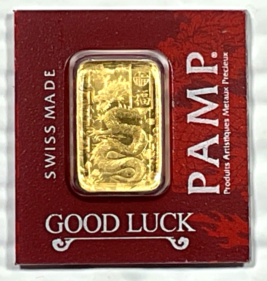 PAMP Suisse Good Luck Dragon 1 Gram .9999 Gold Bar Multigram Year Of The Dragon