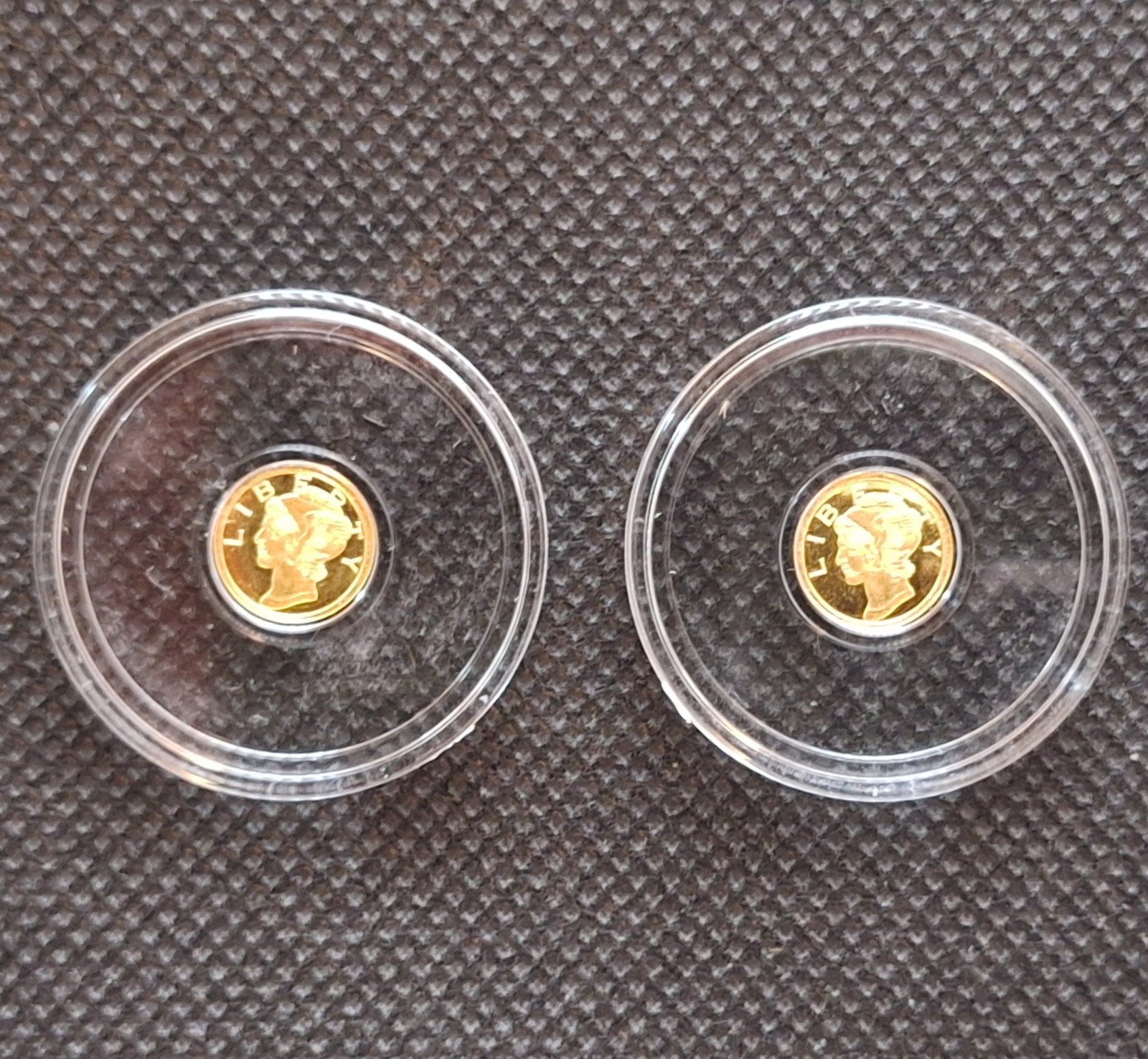 Set of 2 | Mercury Gold Dime Rounds | 1/200 oz .9999 Pure Gold ✨