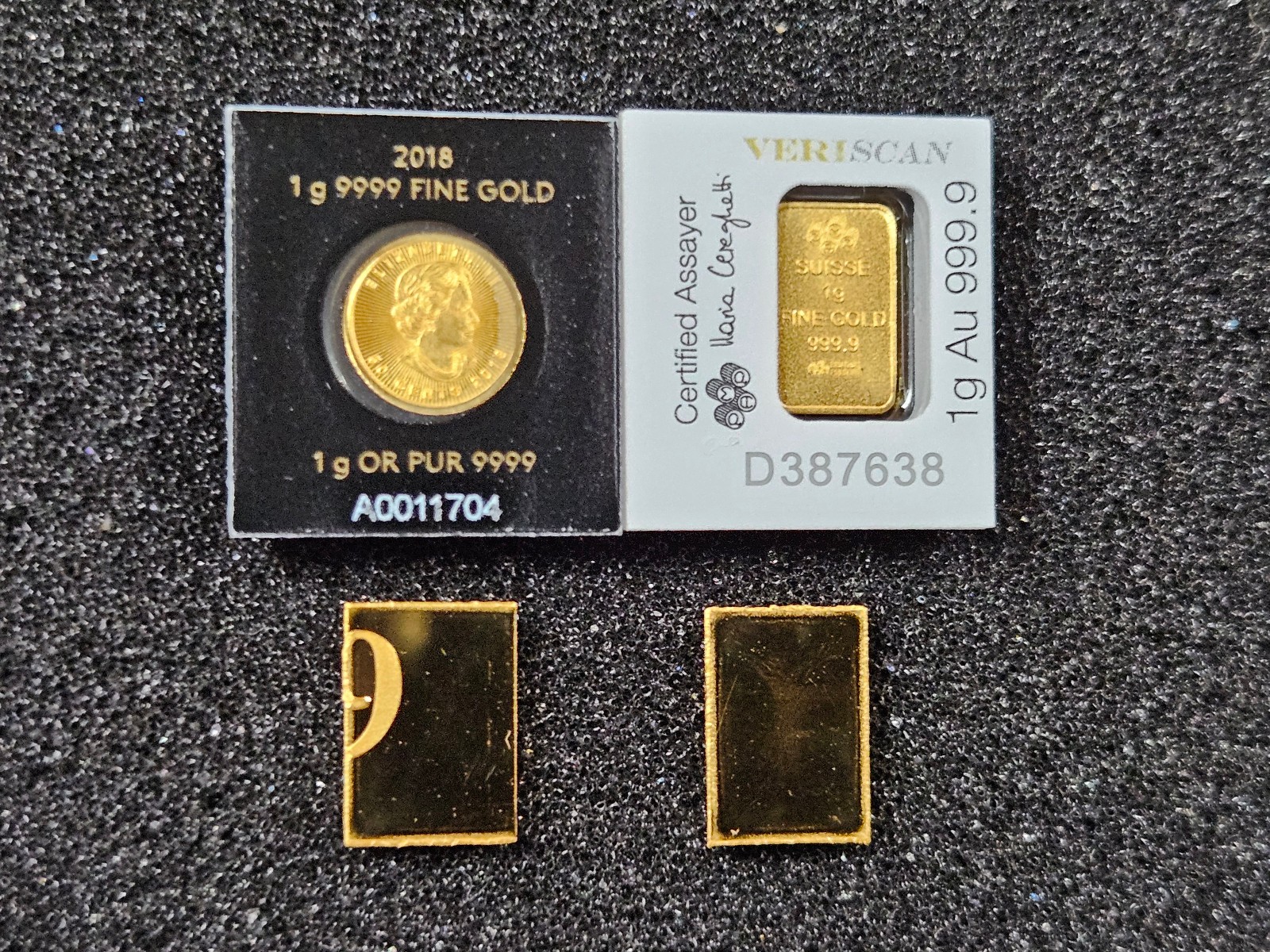 🌟(4) PAMP & VALCAMBI Suisse & RCM .9999 1 g Gram Gold Bars, 4 g TOTAL