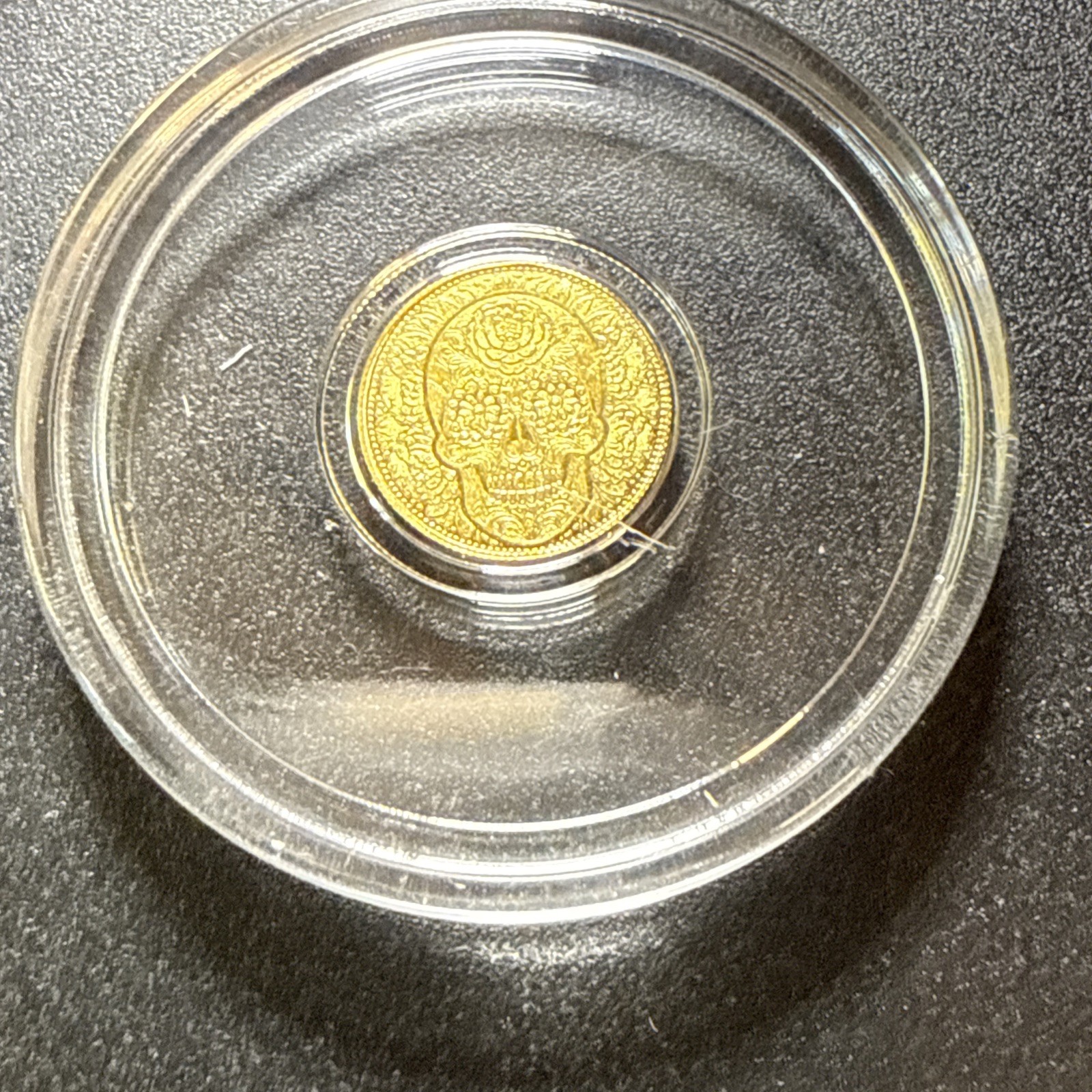 Lot Of 2- 1/200th oz .9999 Fine Gold Skull Dia De Los Muertos Fractional Gold