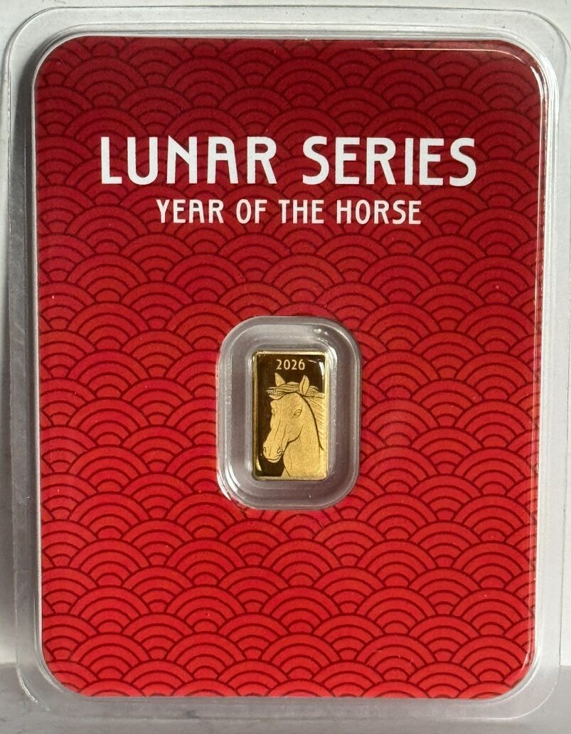 Pamp USA Lunar Series Year of Horse 1 gram Gold Bar in Card