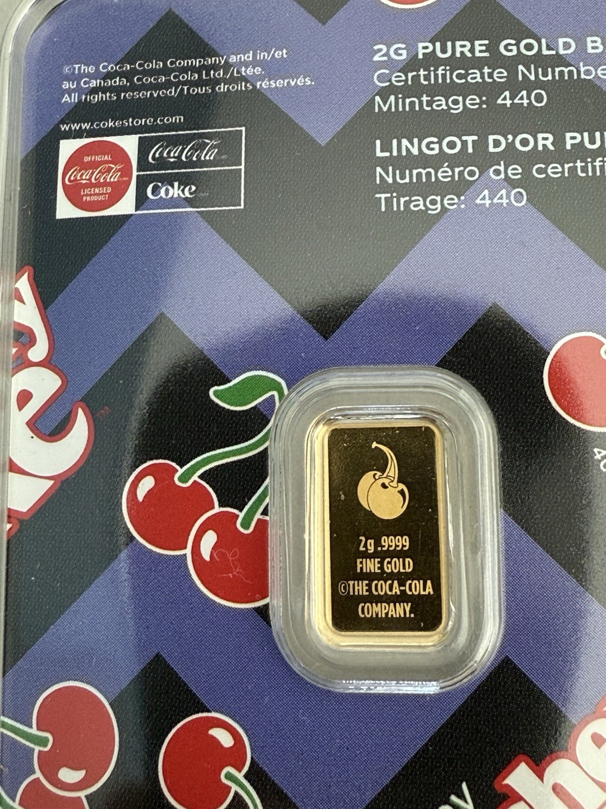 *RARE* 2 gram Gold Bar Coca-Cola® Cherry Coke Pamp MKS USA Minted 440 Mintage
