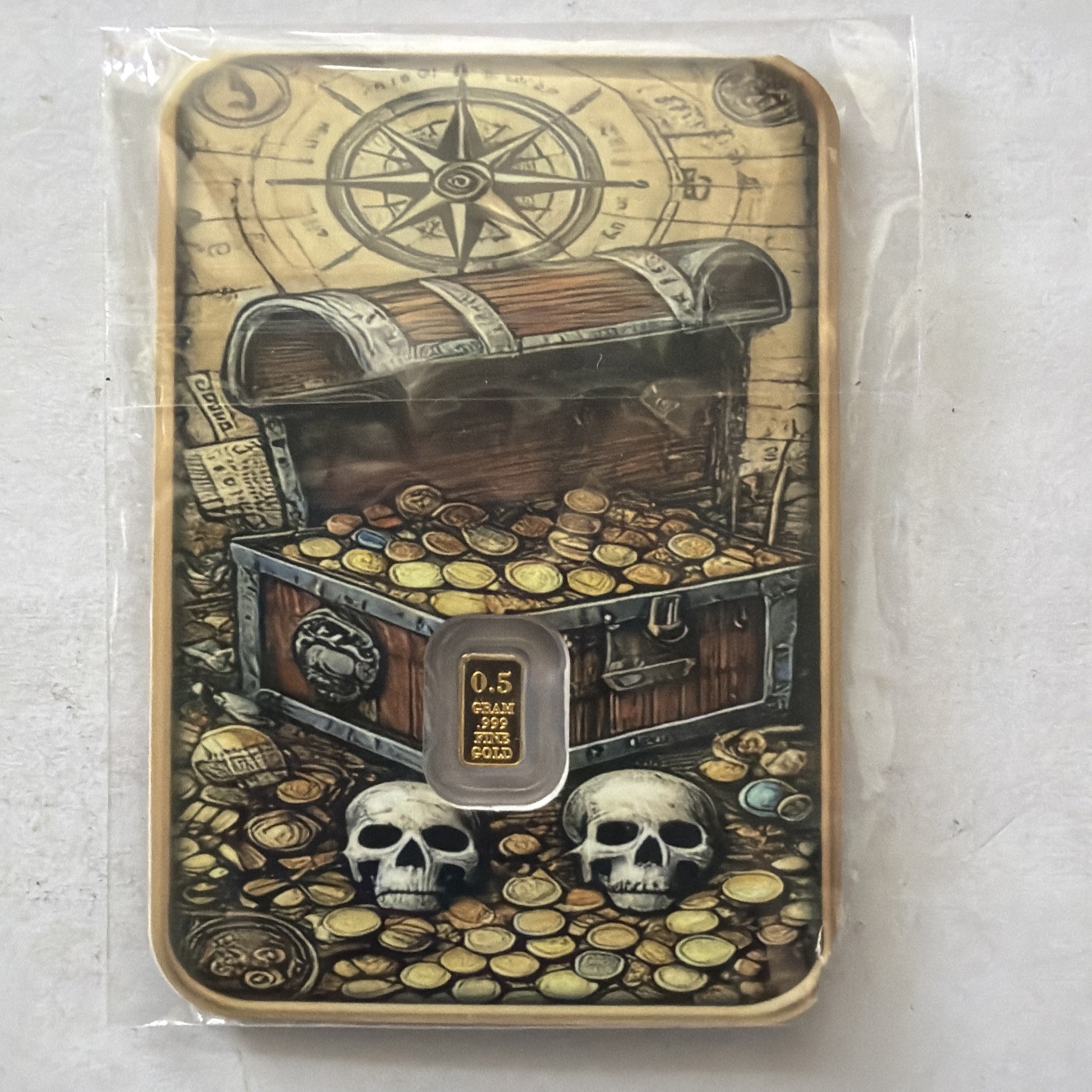 Pirate Gold 0.5 Gram .999 Fine Gold Bar 5000 Mintage Sealed Collectible