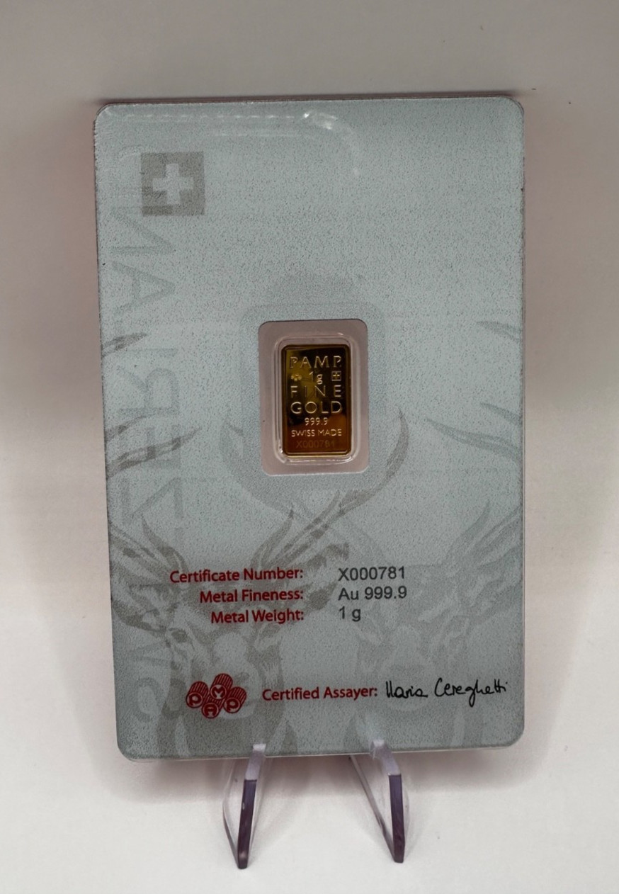 PAMP Suisse Deer / Stag 1g Gold Bar .999 Red Series Switzerland Goldbarren