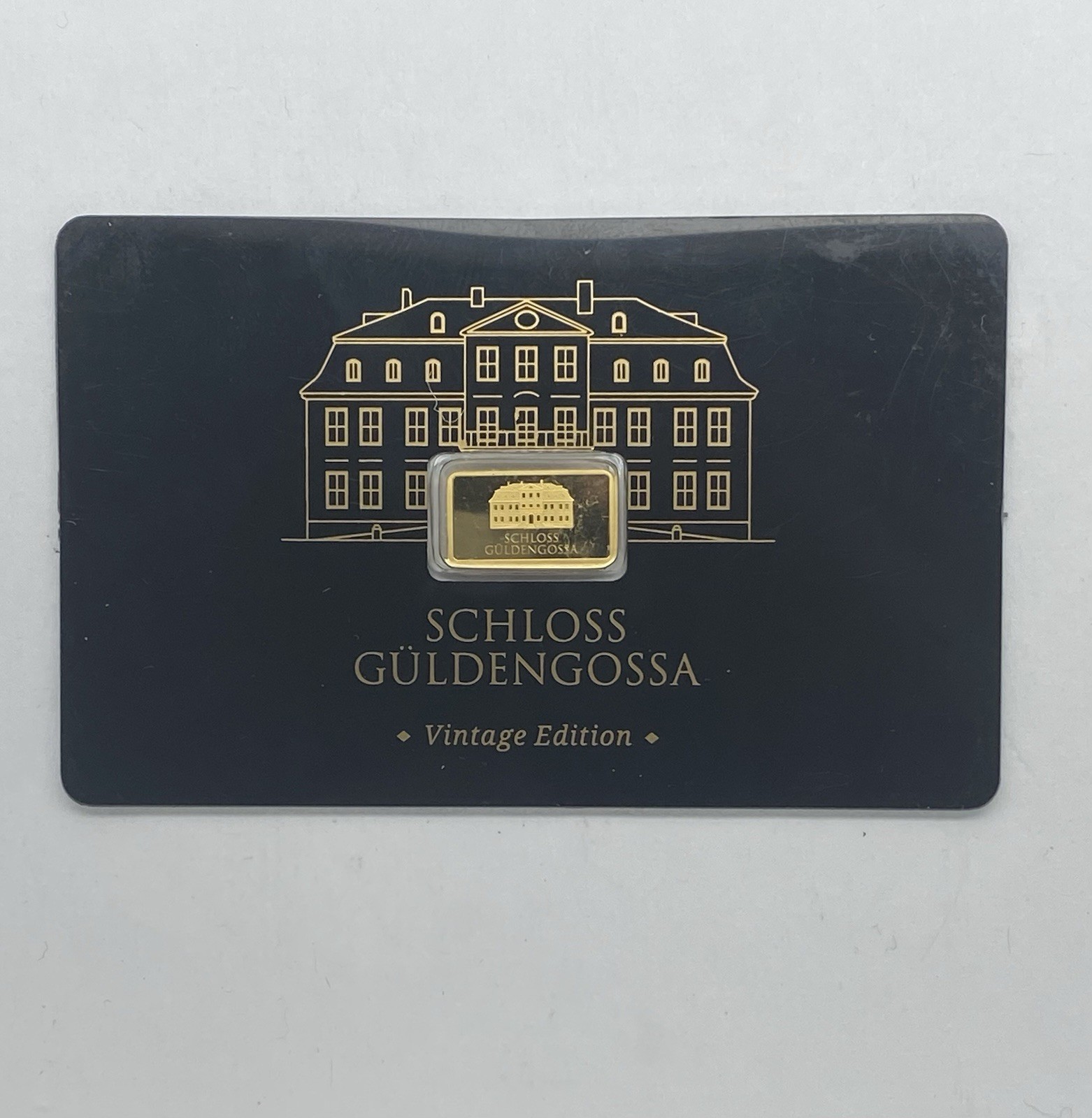 Geiger Schloss Guldengossa Vintage Edition .9999 Fine Gold Bar .5 Gram Card 1/2g