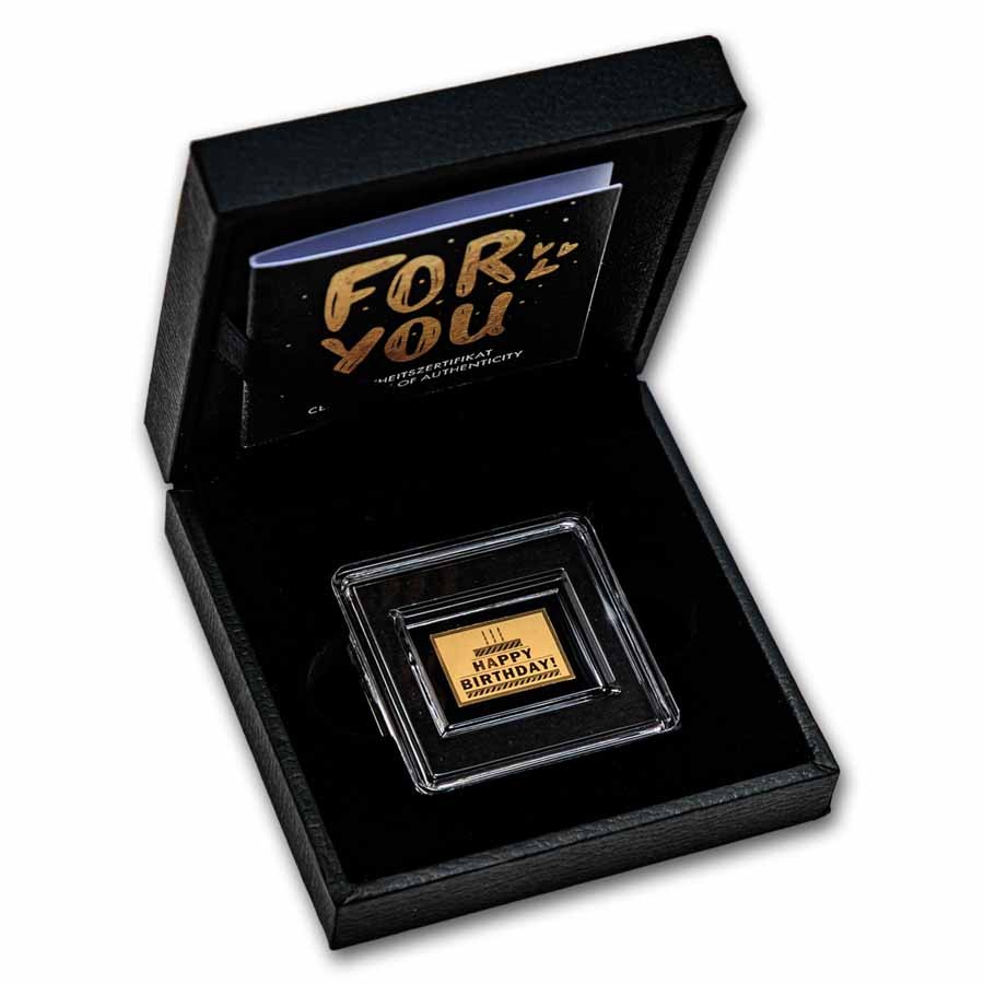 1/1000 oz Gold Bar – Happy Birthday Cake (w/Box & COA)