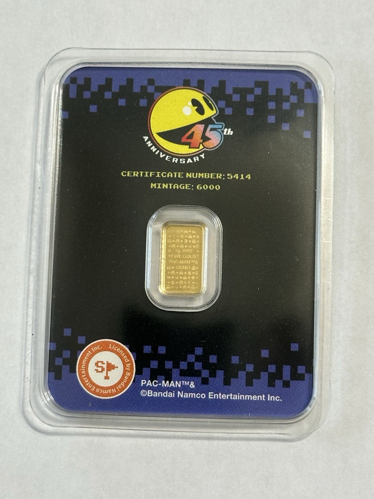 1 gram Pure Gold Bar – PAC-MAN 45th Anniversary 6,000 Mintage