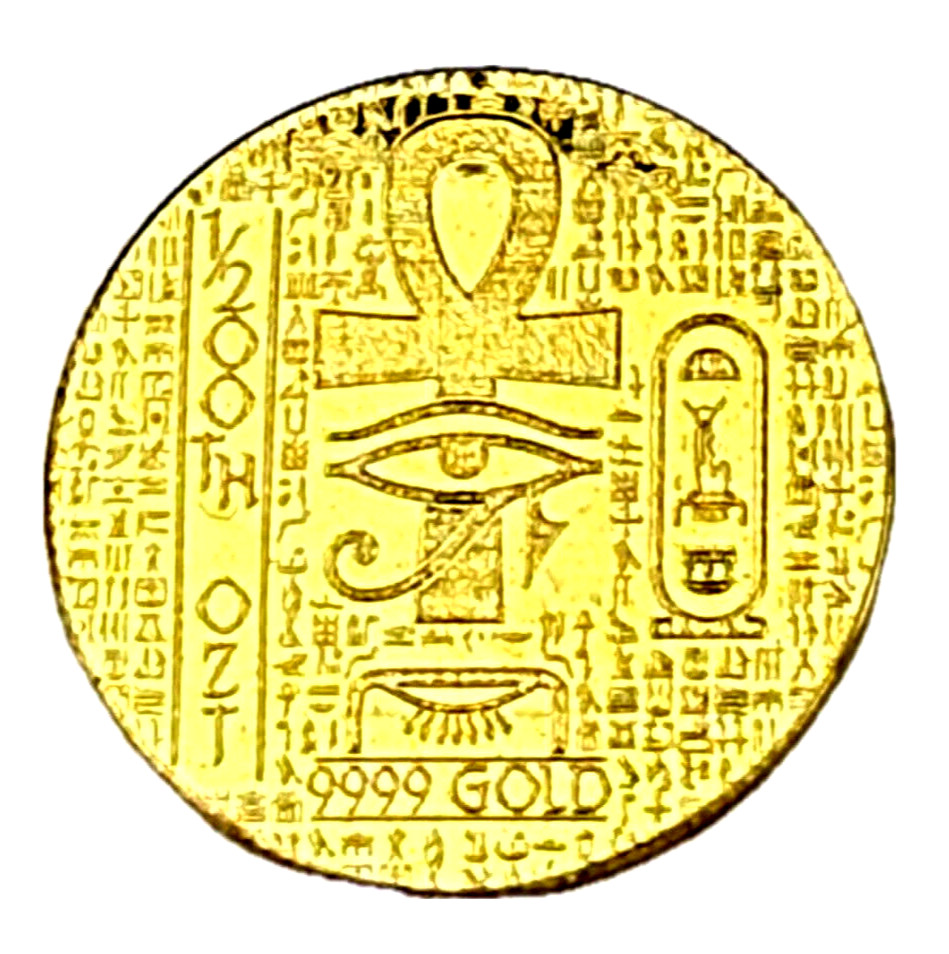 LOT X 10 MONARCH EGYPTIAN SCARAB 1/200 OZ .9999 FINE GOLD ROUNDS IN CAPSULE BU