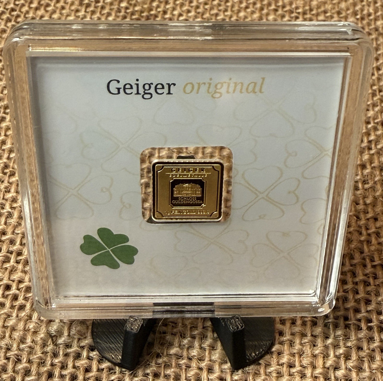 Geiger Original 1g Gold Bar in Good Luck Assay w/999.9 Fine Gold
