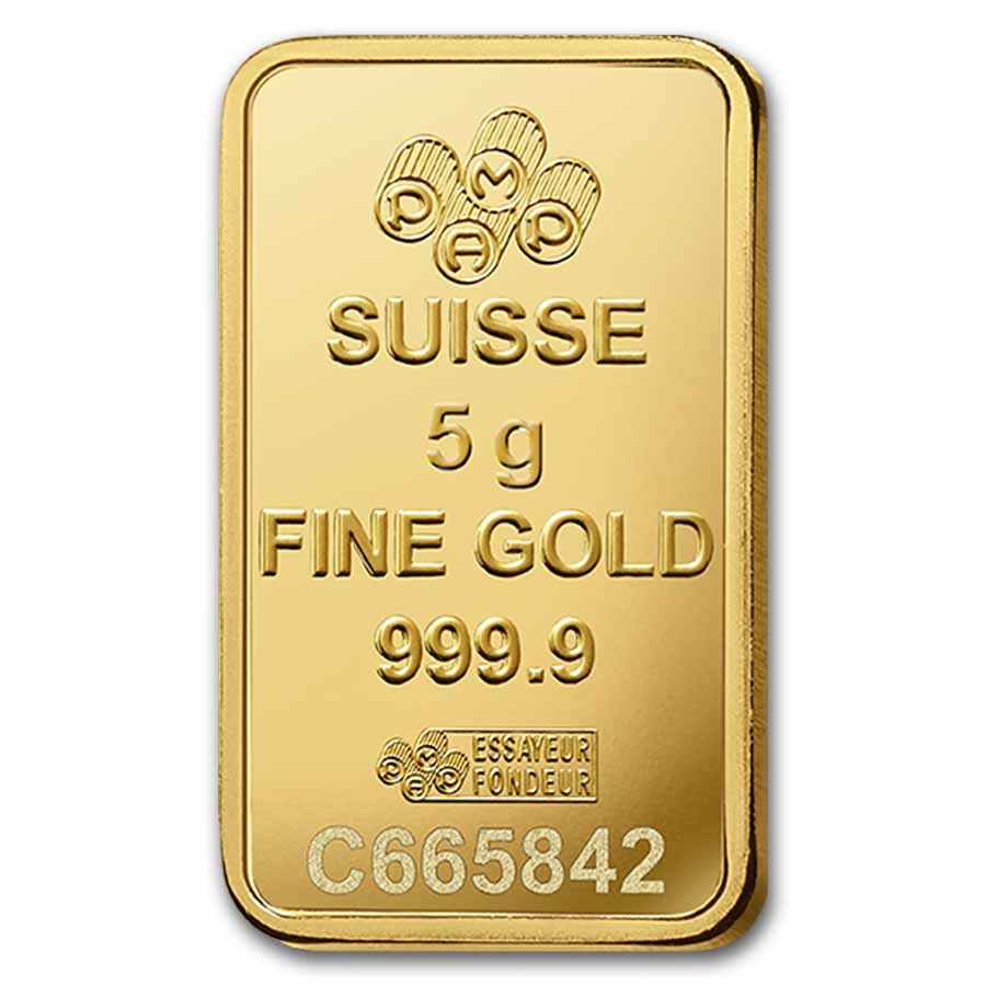 5 gram Gold Bar-PAMP Suisse Lady Fortuna Veriscan®(In Assay)