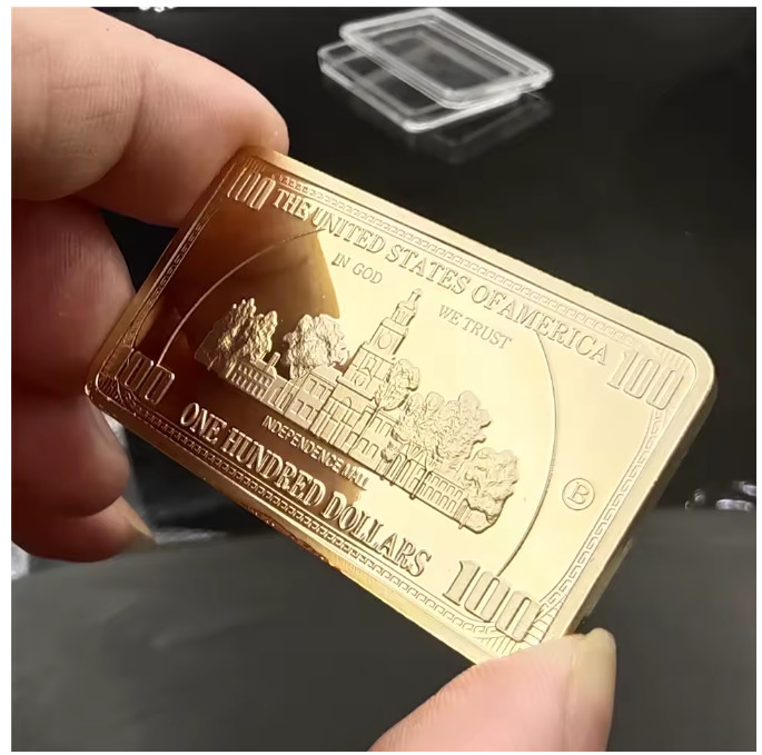 USA 100 Dollar Bullion 24k Gold Bar American Metal Coin Golden Bars USD With Cap