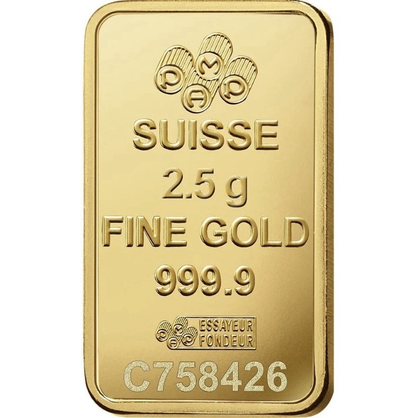 2.5 gram Gold Bar – PAMP Suisse – Rosa – 999.9 Fine in Sealed Assay