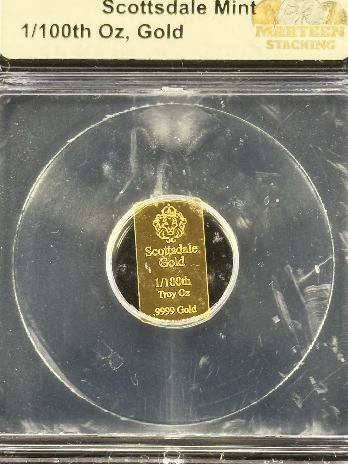 1/100oz Scottsdale Mint Gold Bar ICG Authentic Item #91