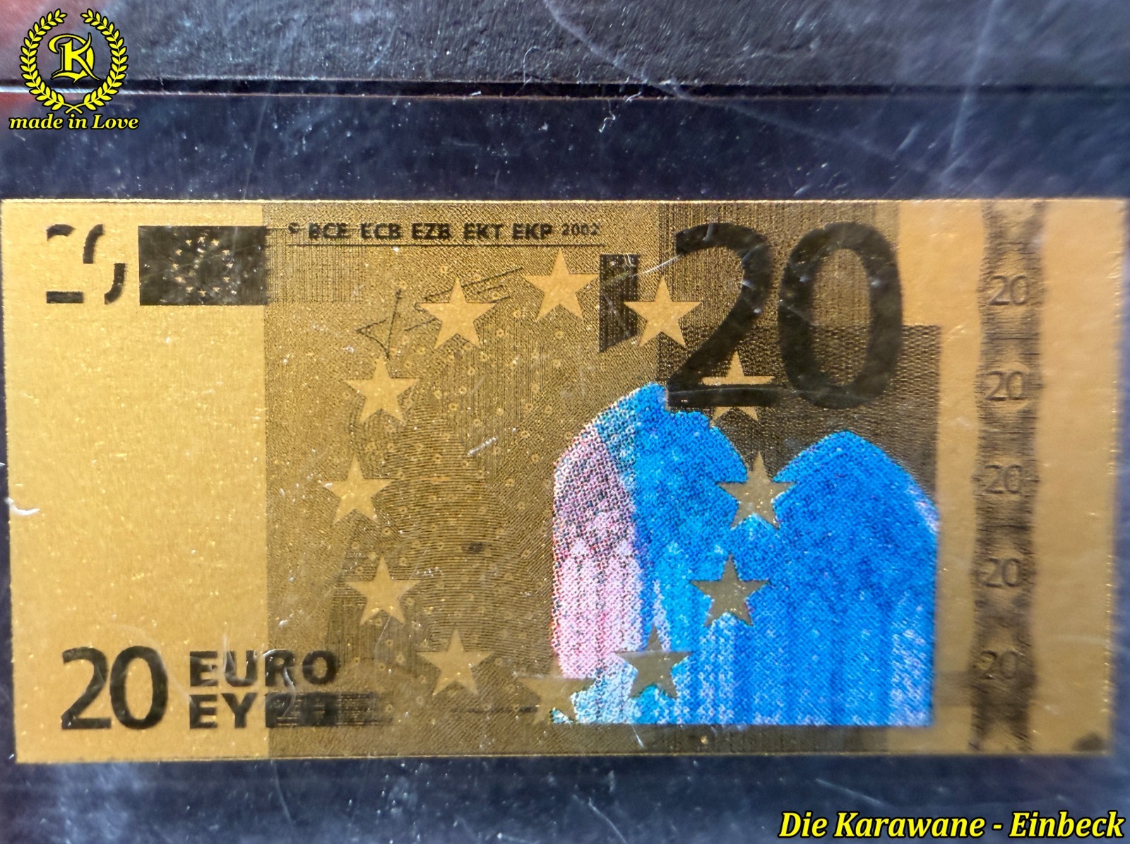 Gold Bar 20 Euro Banknote 999 Fine Gold 1/500 oz Miniature incl. Certificate