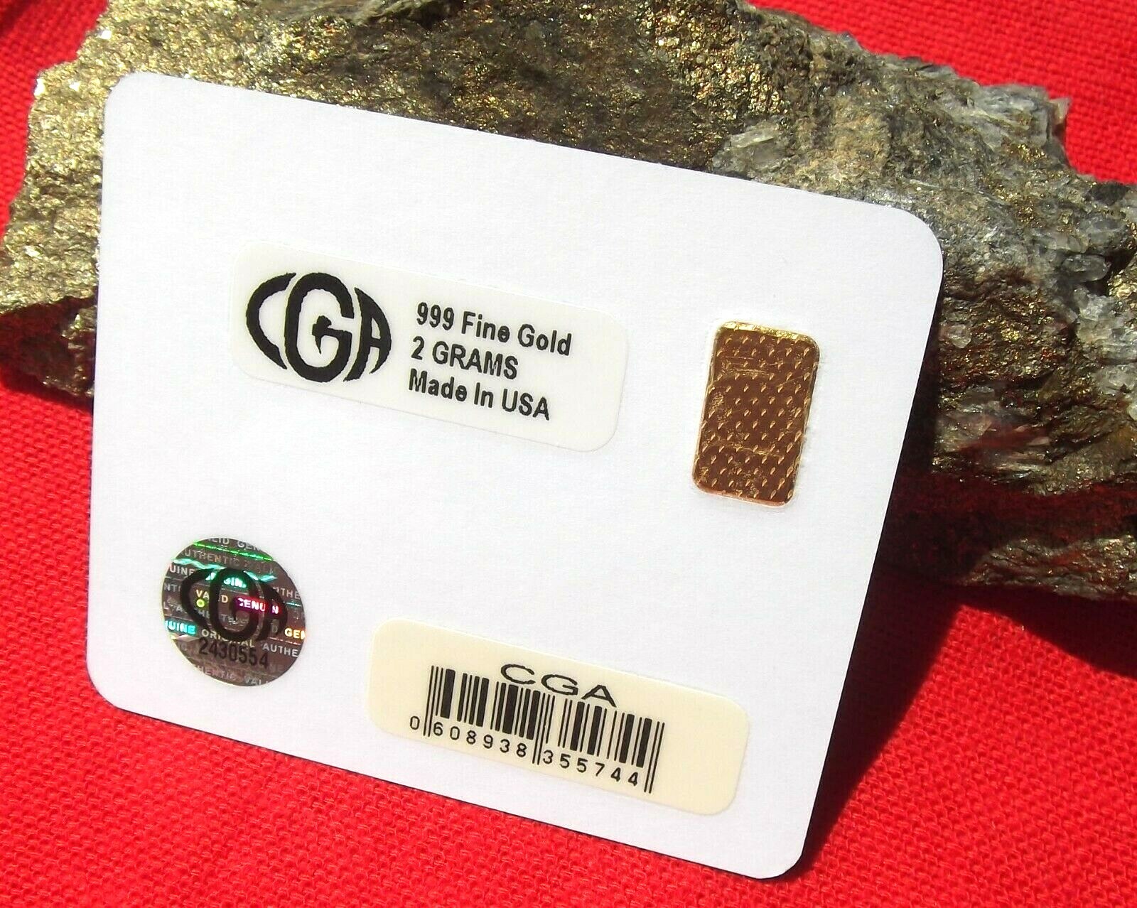 2 gram GOLD CGA BULLION Year of the Monkey 9999 Gold Bar Sealed (In Assay)