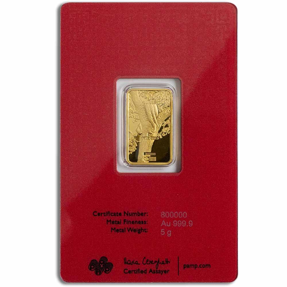 5 Gram PAMP Suisse Lunar Tiger Gold Bar (New w/ Assay)