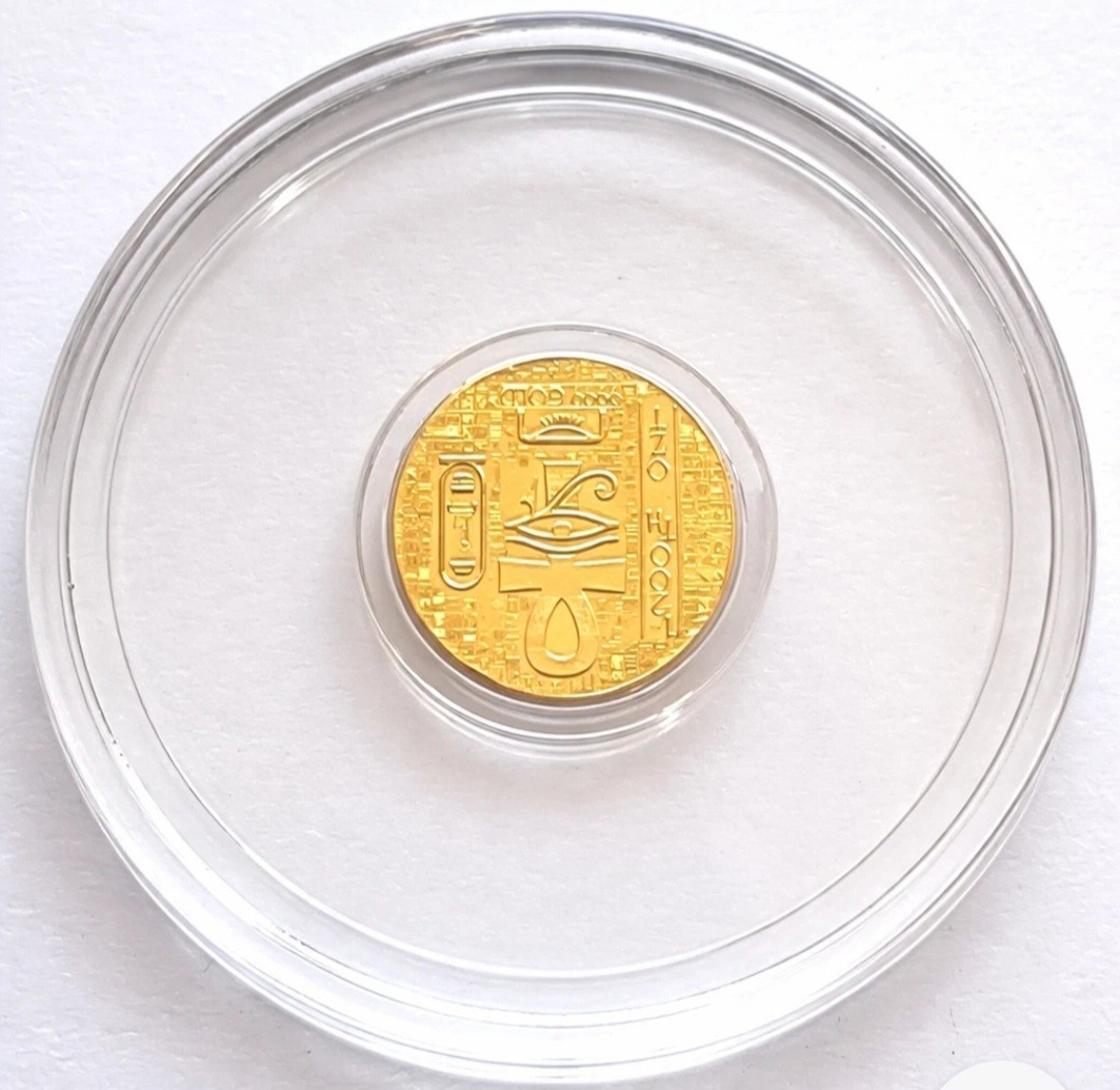 TUBE of 10 – 1/200 oz .999 Pure Gold Egyptian Scarab Round 24K Fine Gold Bullion