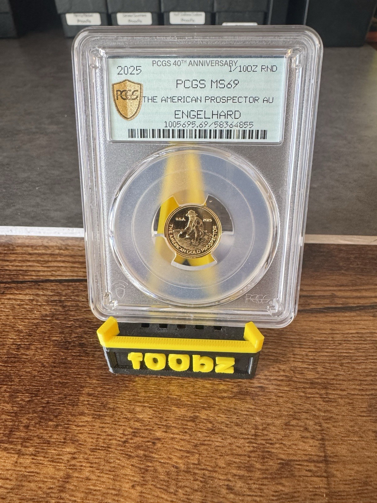 2025 – 1/10 oz Gold – Engelhard Prospector – PCGS 40th Gold Label MS69 – 1 of 1
