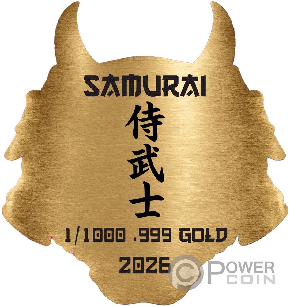 SAMURAI MASK Shaped 1/1000 Oz Gold Medal