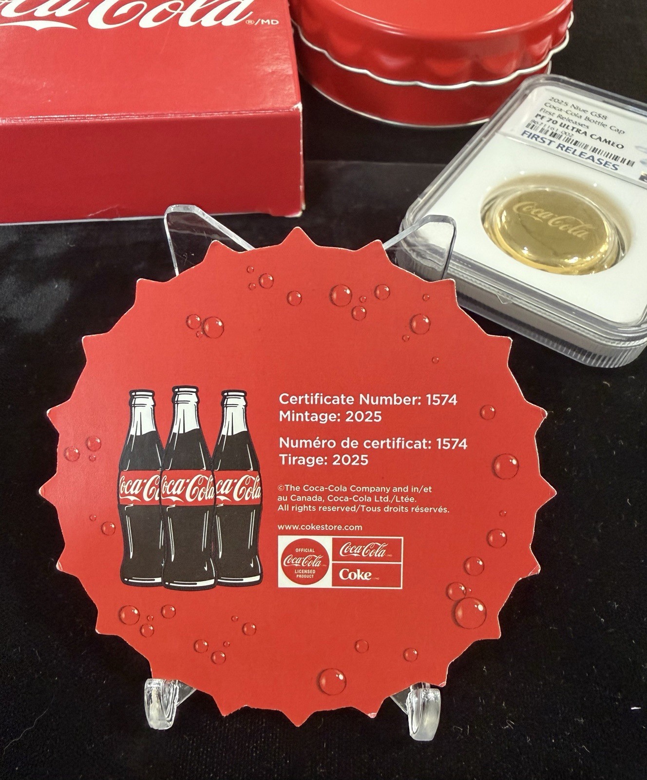 2025 .9999 Gold Niue G$8 Coca-Cola Bottle Cap First Release NGC PF70 ULTRA CAMEO