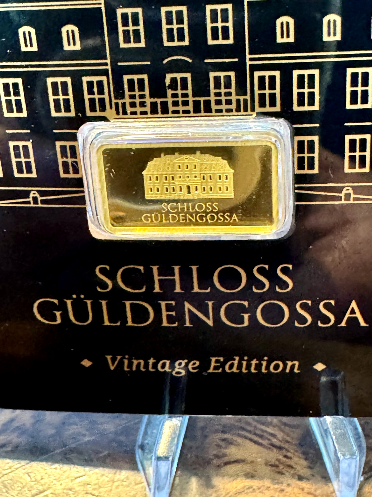 Geiger Schloss Guldengossa Vintage Edition Carded Gold Bar .5 Gram .999 Fine