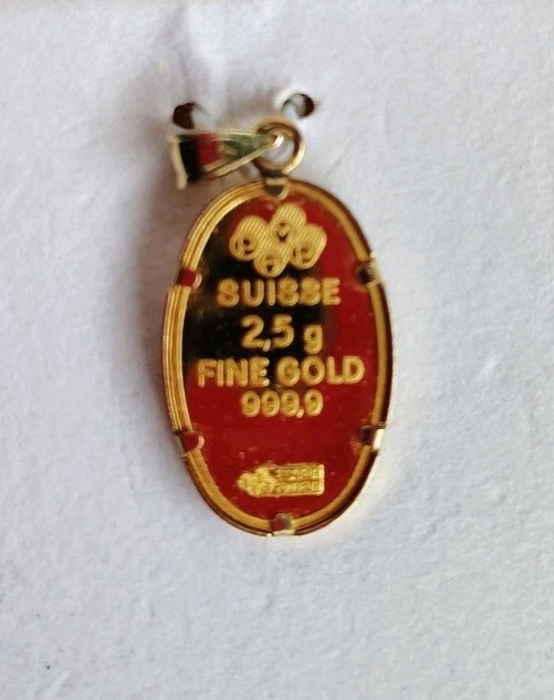 Rare Pamp Suisse Lady Fortuna Hologram Pendant 2.5 Gram Fine Gold 999.9 24k