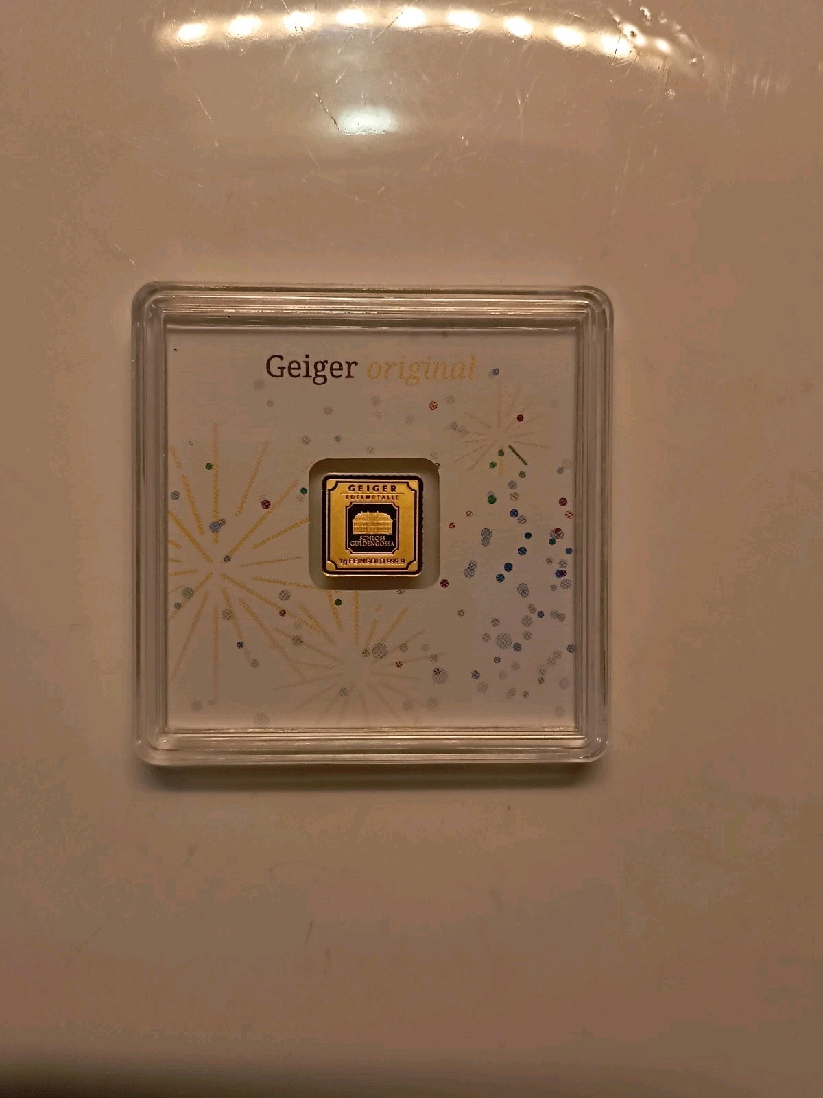 Geiger Original Certificate 1 Gram .999 Fine Gold Bar In Assay, Sealed