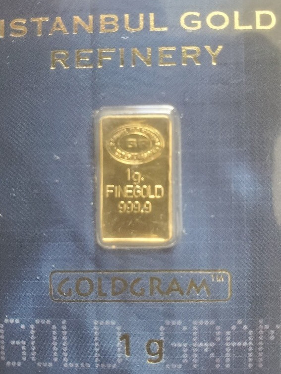 1 Gram Gold Bars (Lot of 2) Istanbul Gold Refinery 999.9 Fine, In Assay.