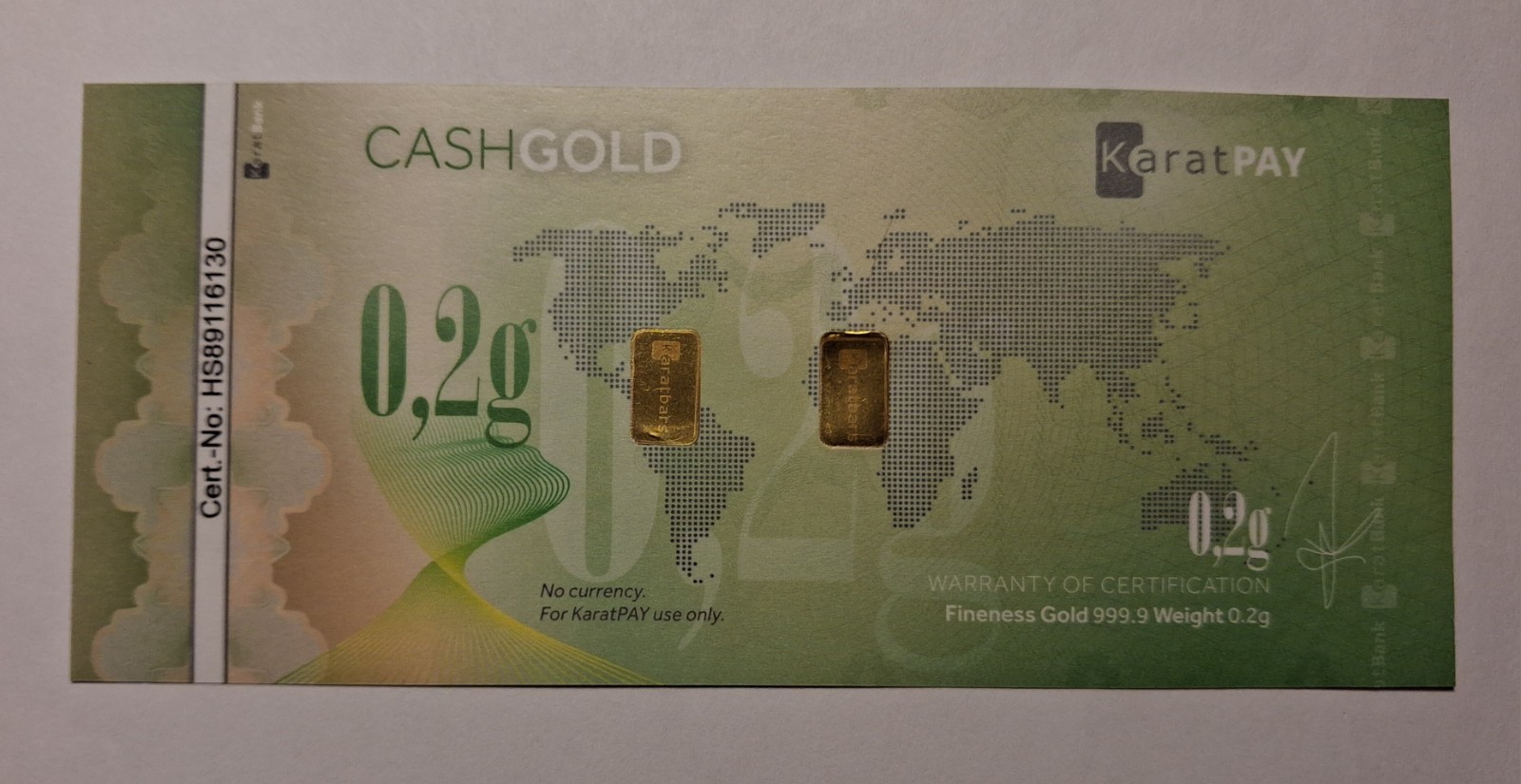 3 – NADIR KARATBARS .2 GRAM .9999 GOLD BILLS CASHGOLD KARATPAY 6 – 1/10 G BARS