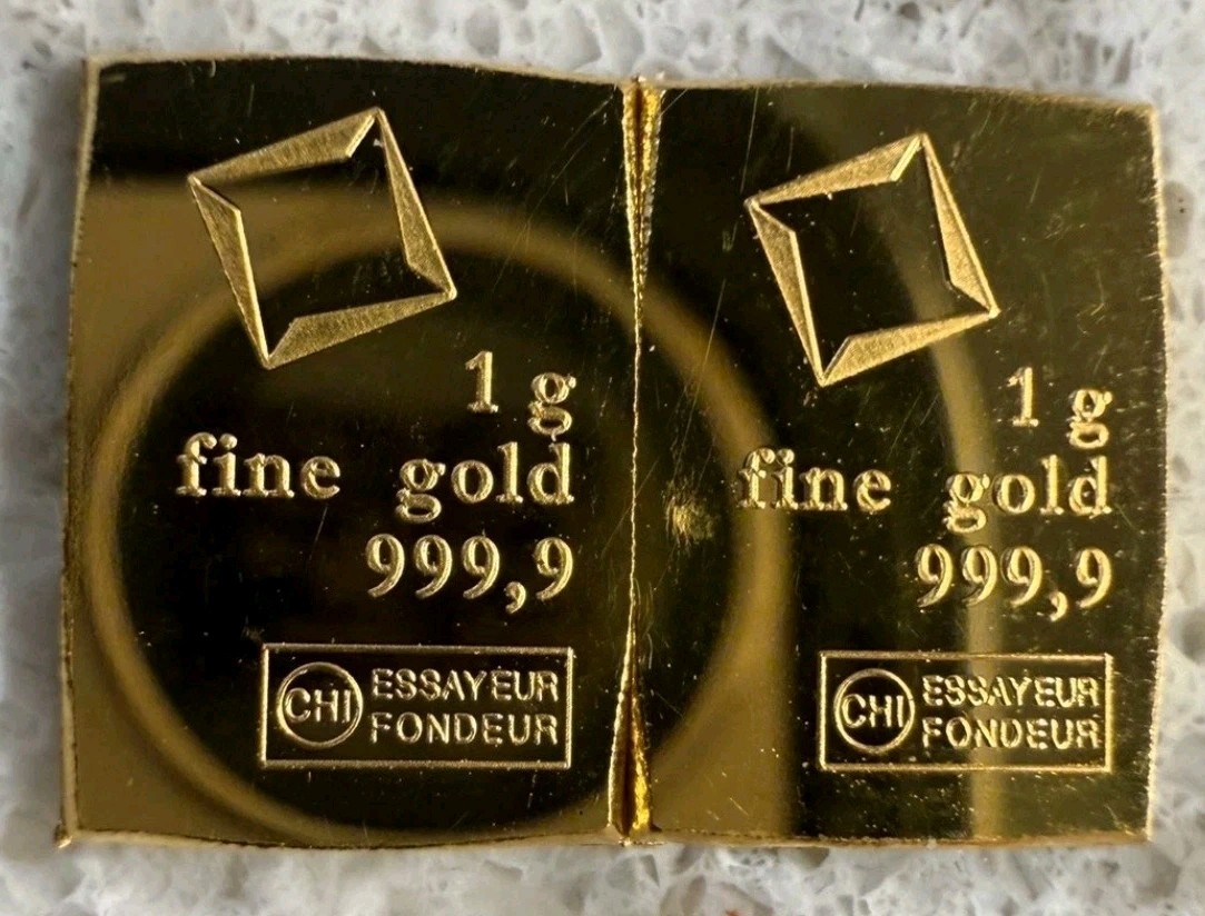 Valcambi Suisse 1 Gram Gold (Lot Of 2) .9999 Fine Gold! Golden!!