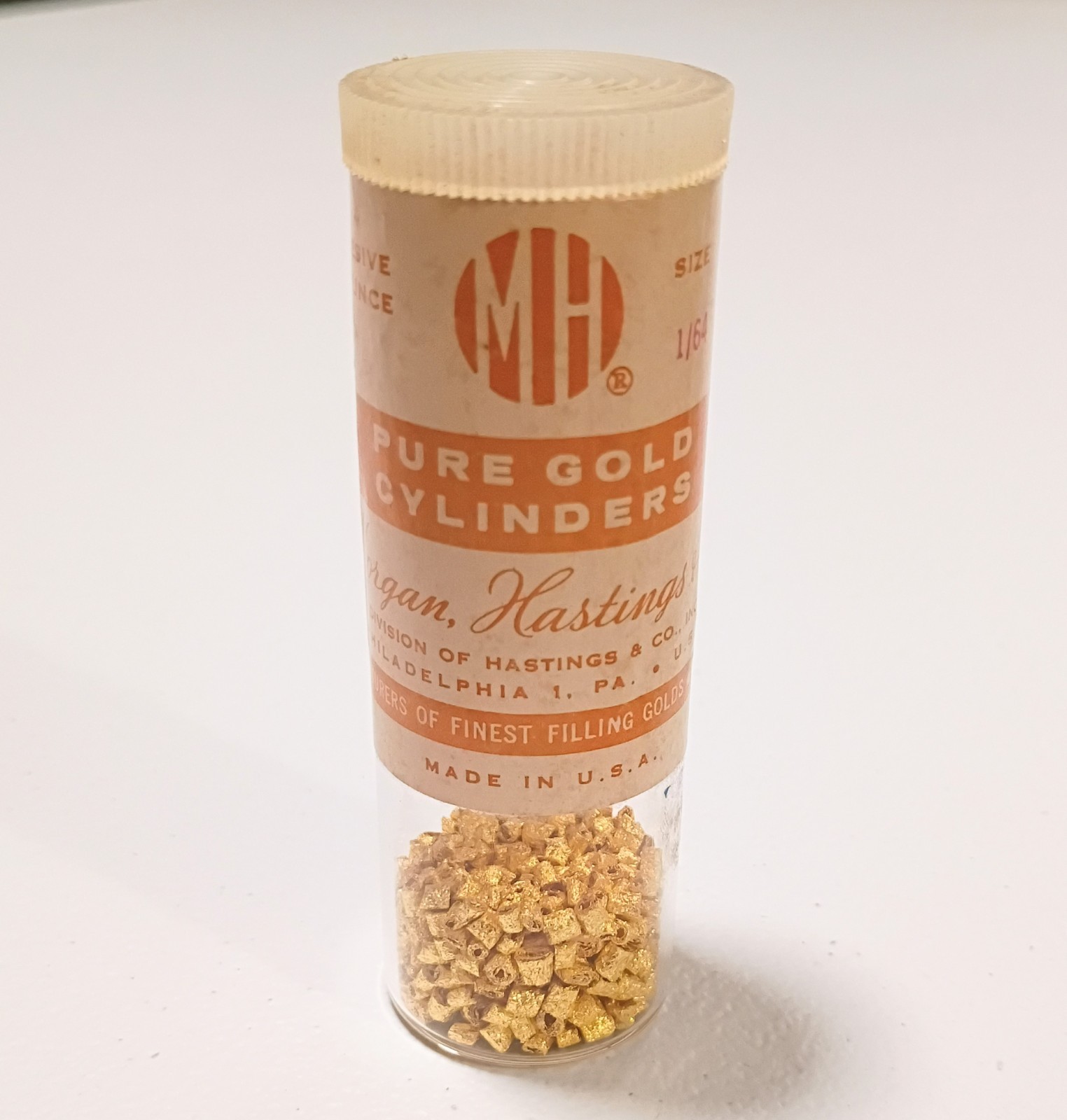Tested 24K 1.8 g VTG Dental Pure Gold Cylinders Morgan Hastings PA, 1/64 1/32