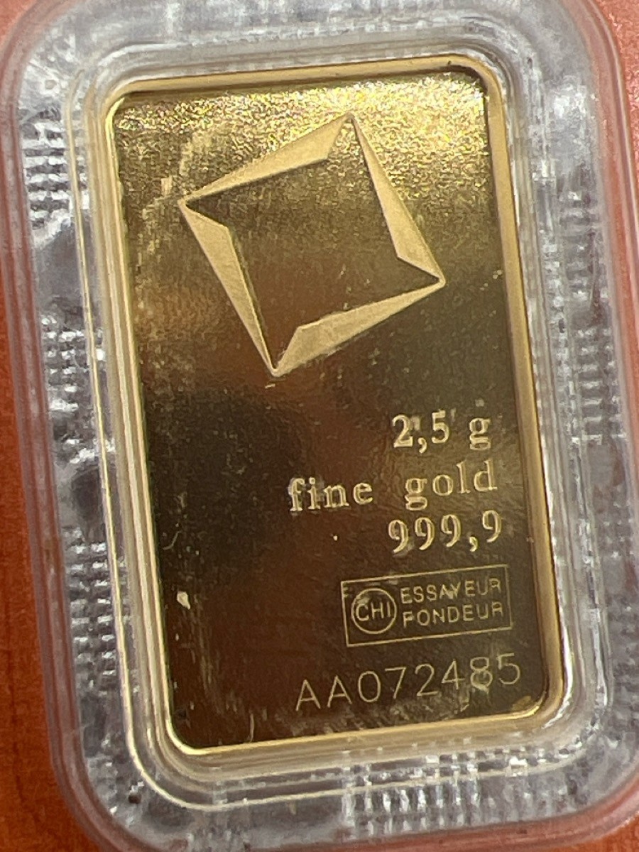 Valcambi Suisse 2.5 Gram 999.99 Fine Gold Bar in Assay Card (TDW045175)