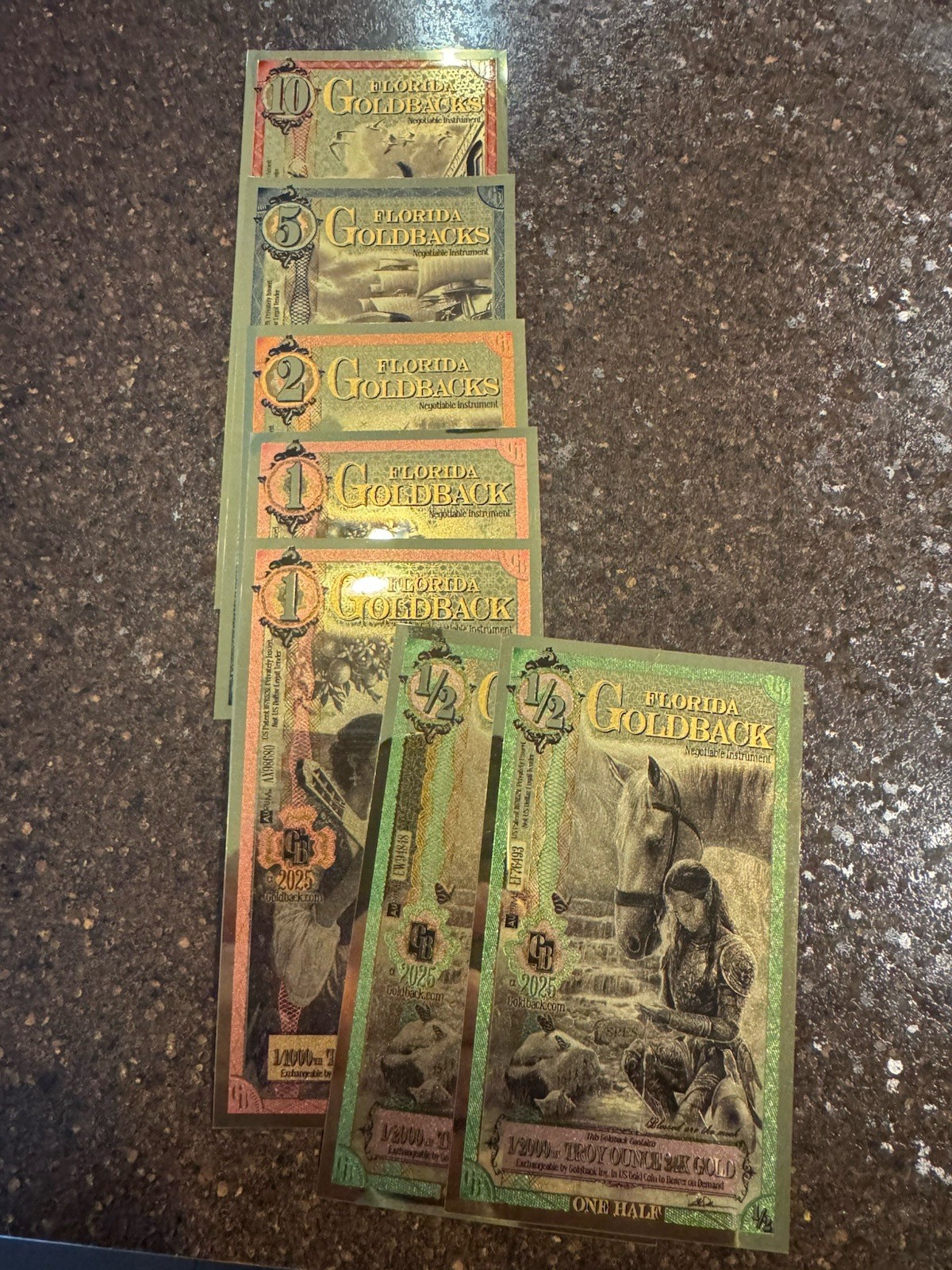 Florida gold back note lot of 20