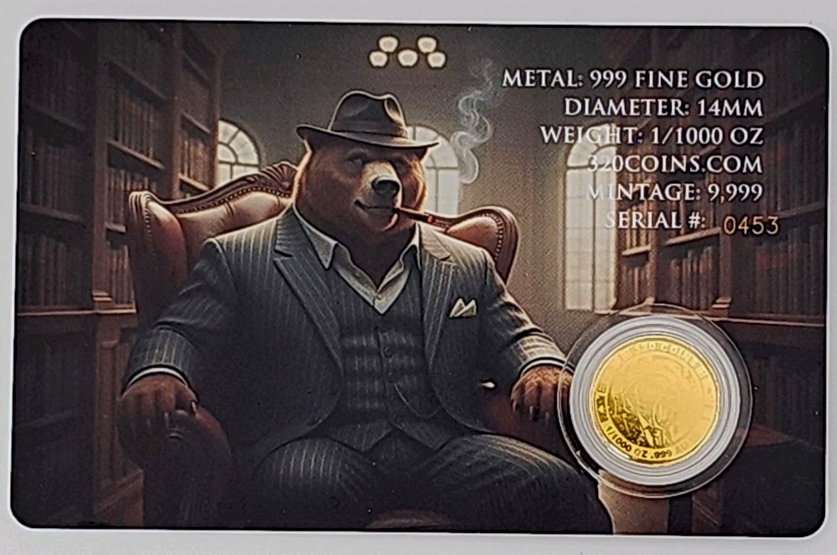 2026 Gangster Bear 1/1000 oz Gold Coin Liberia (9999 Mintage)