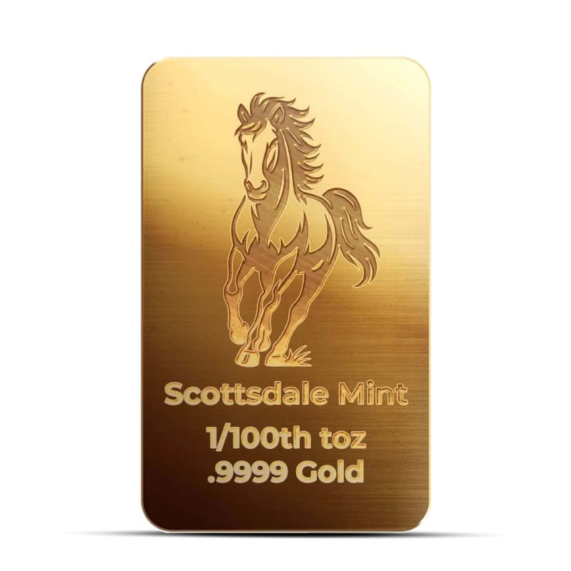1/100 oz Scottsdale Mint Horse Gold Bar