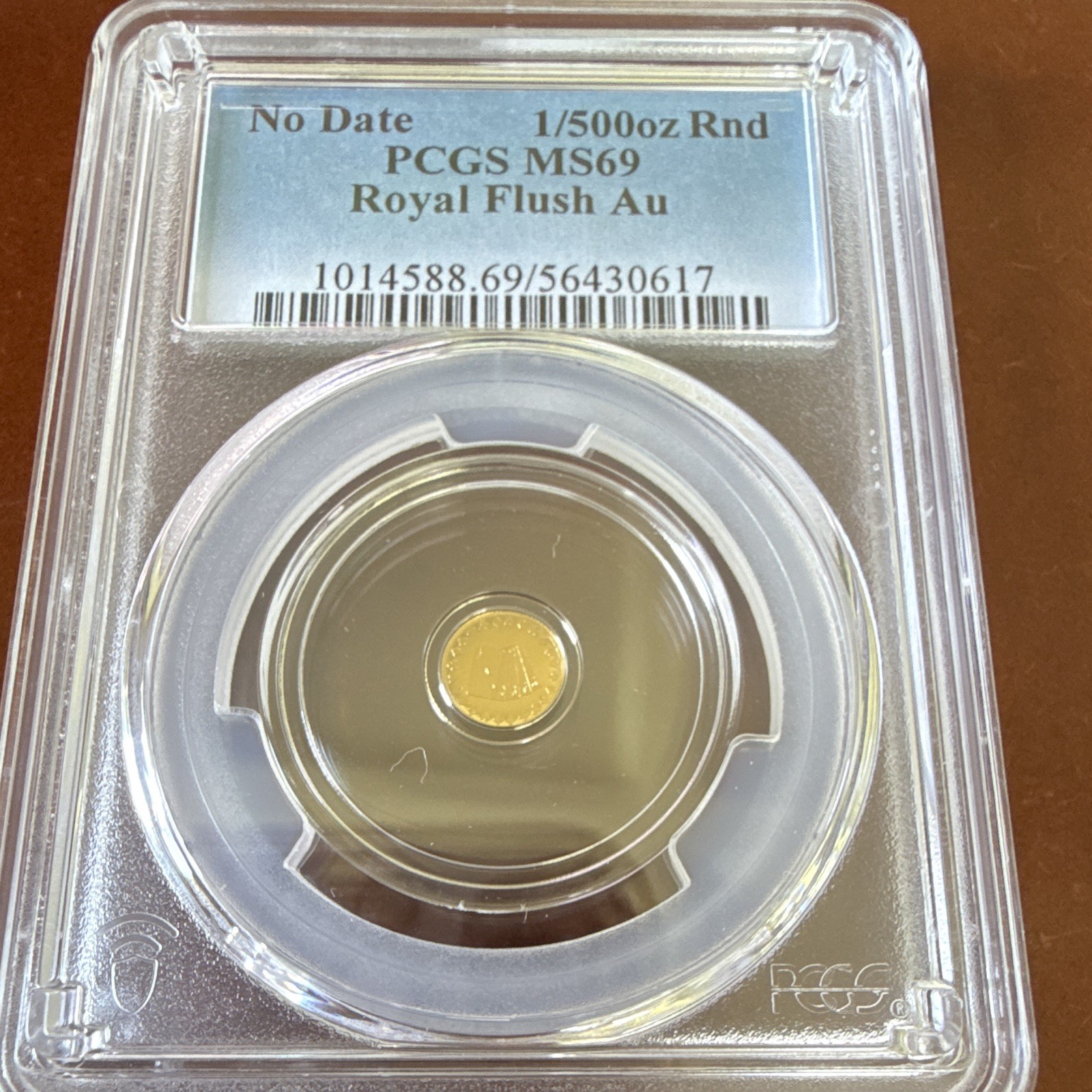 PCGS MS69 No Date Royal Flush 1/500 oz Gold Round .9999 Fine Gold