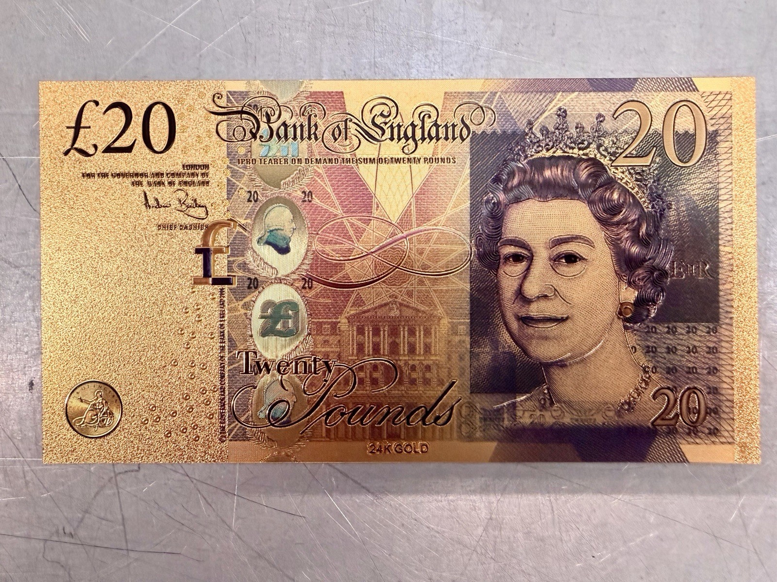 UK British Banknotes 24K Gold Foil Bullion Bar Set