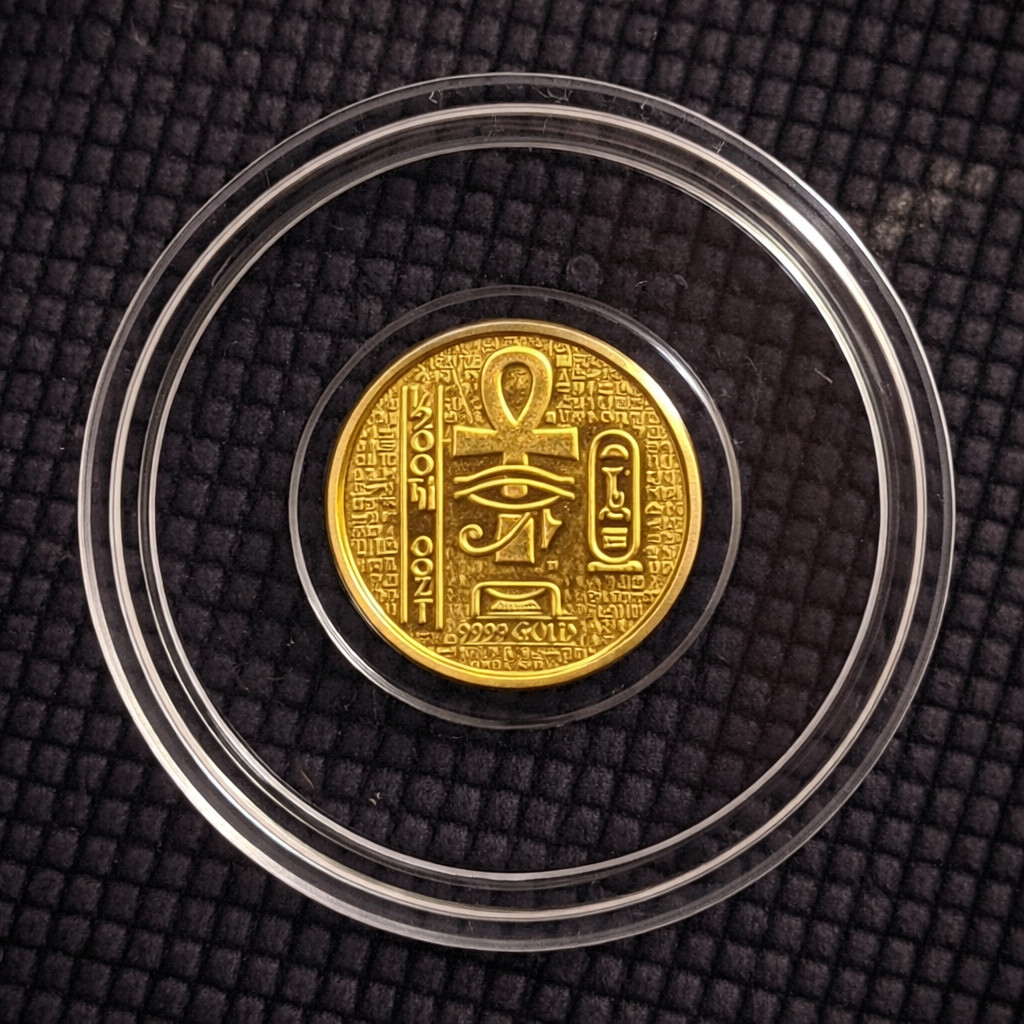 Monarch 1/200 oz .9999 Fine Gold King Tut Egyptian Round 💰✨ Sealed