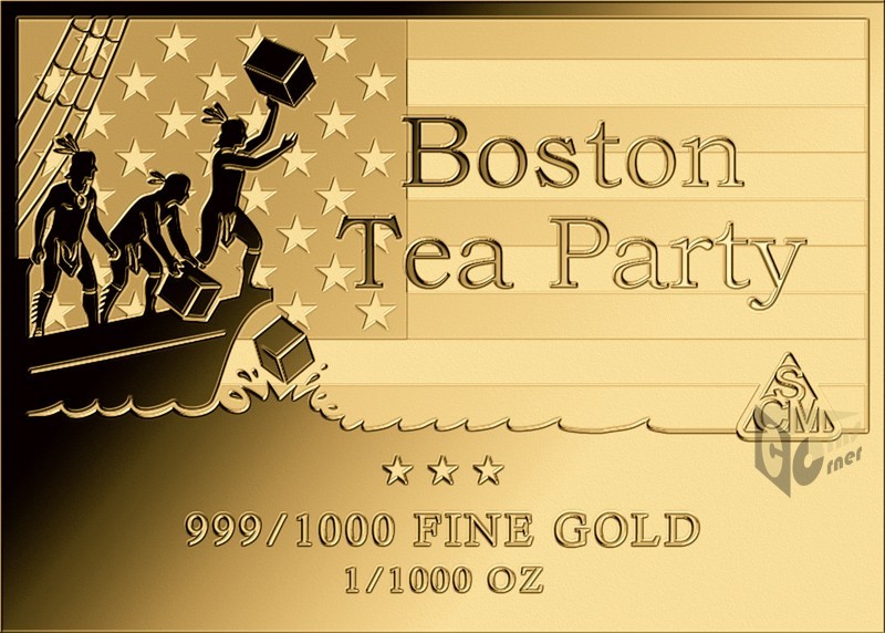 Boston Tea Party America Series 1/1000 Oz 999 Gold Medal