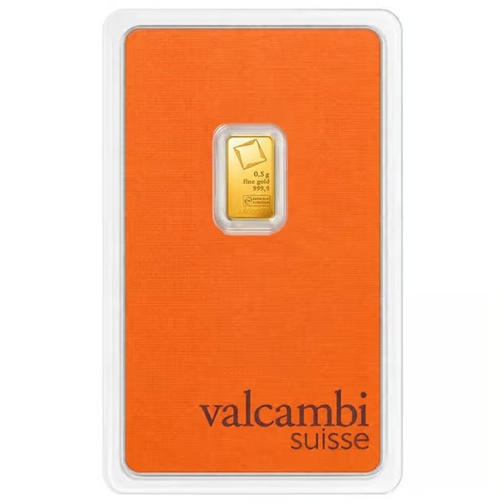 1/2 gram Gold Bar – Valcambi Suisse – 999.9 Fine in Sealed Assay