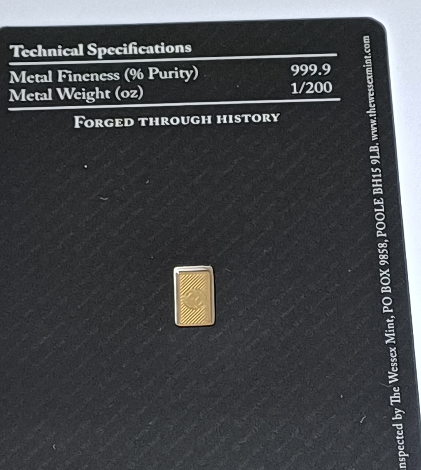Wessex Mint 1/200th oz George & the Dragon Gold .999 Bar in Blister
