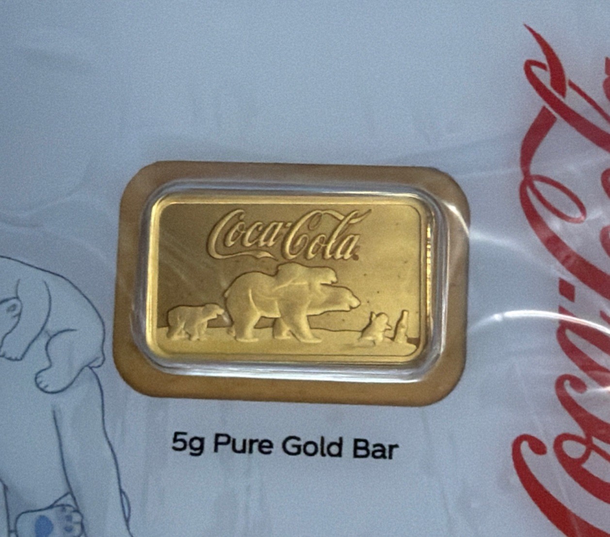 2026 Pamp Coca Cola Polar Bear & Friends 5 Gram Gold Bar – In Assay w/Sleeve