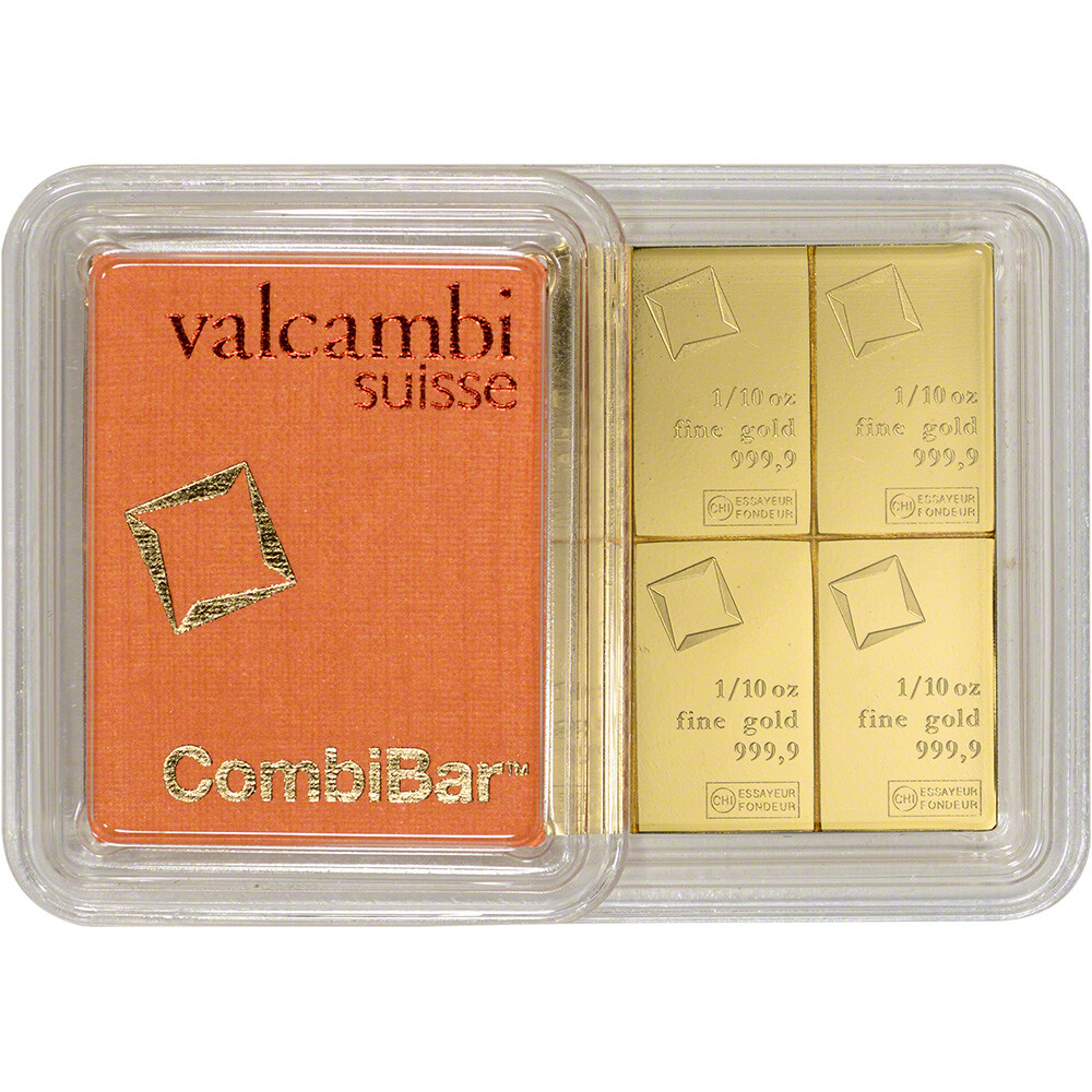 Valcambi 10×0.1 Ounce Gold CombiBar (1 oz) with Assay Card