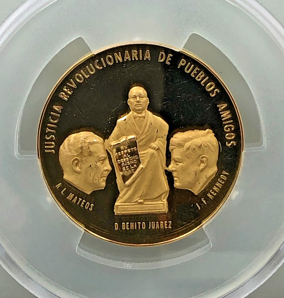 1963 Mexico ~ Recovery of Chamizal ~ Gold Medal PCGS SP63 ~ Grove 828 (63.49g)