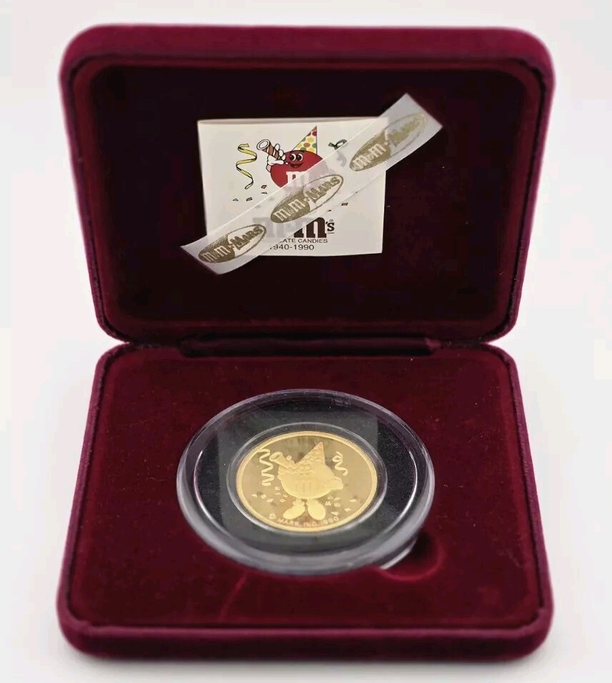 1990 M&M’s Chocolate Candies 50th Anniv. 1oz .999 Gold & Silver Rarities Mint